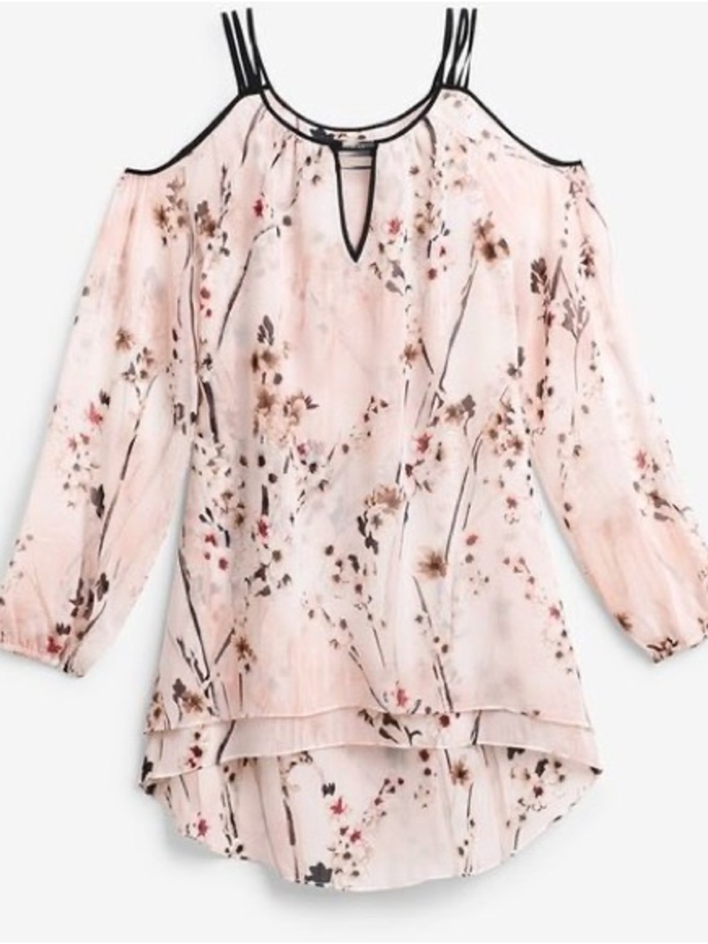 WHBM Cold-Shoulder Floral Blouse Size